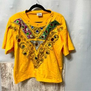 Vintage 90s Puff Paint Top Size OS